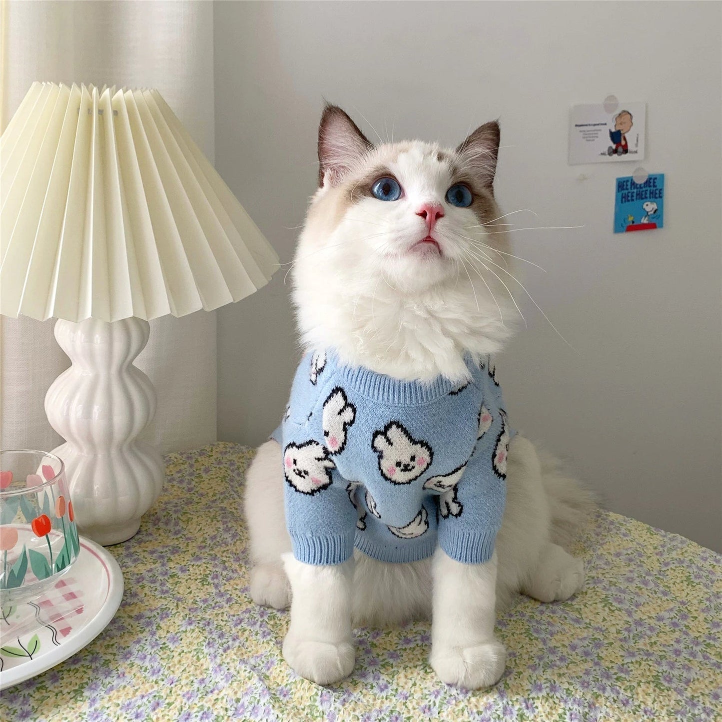 Pull en tricot motif lapin | Pour chiens et chats