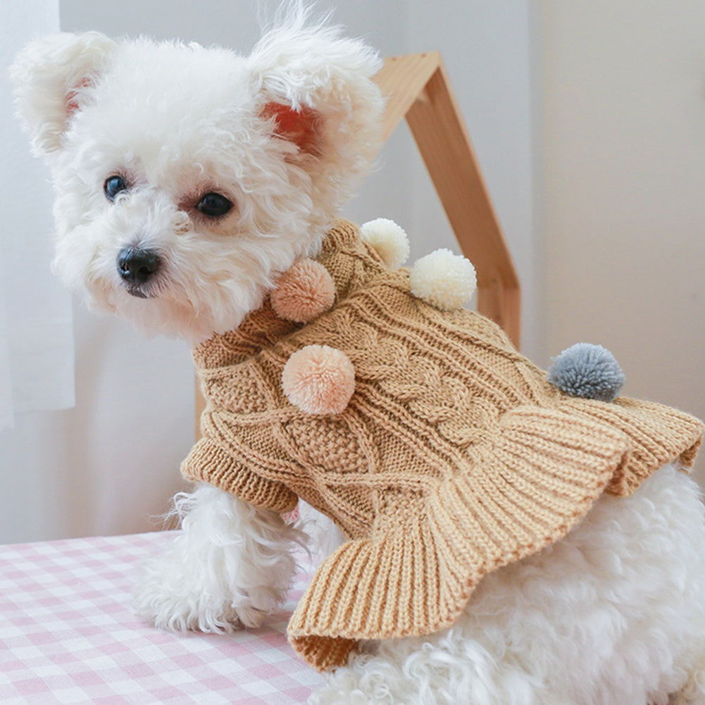 Tricot Pompom Dress | For Dogs and Cats