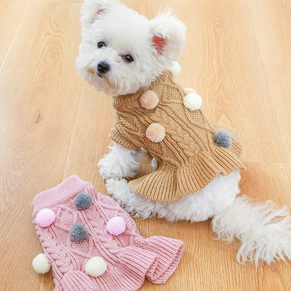 Tricot Pompom Dress | For Dogs and Cats