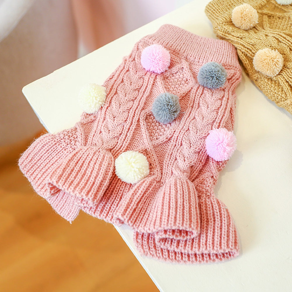Tricot Pompom Dress | For Dogs and Cats