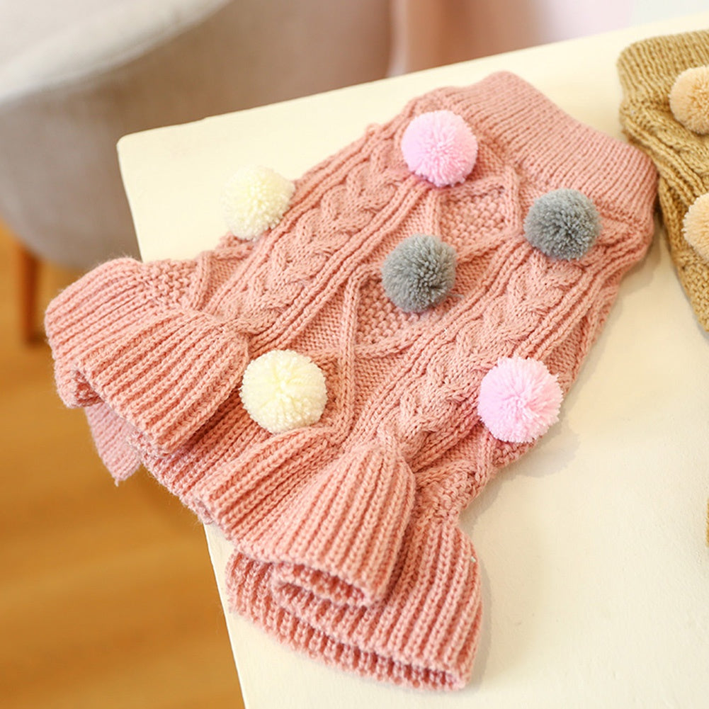 Tricot Pompom Dress | For Dogs and Cats