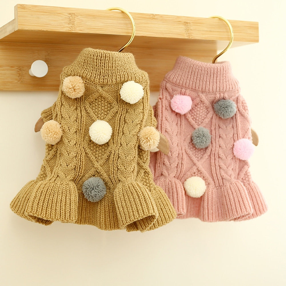 Tricot Pompom Dress | For Dogs and Cats