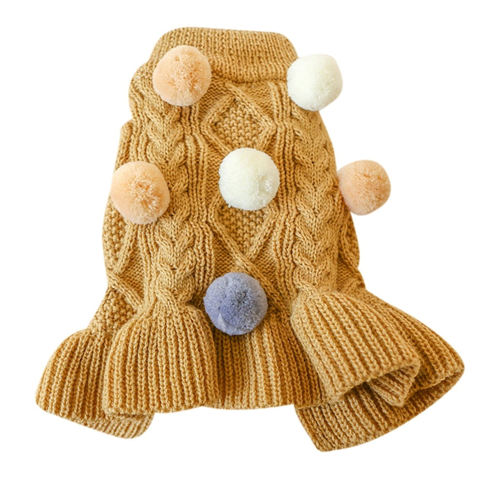 Tricot Pompom Dress | For Dogs and Cats