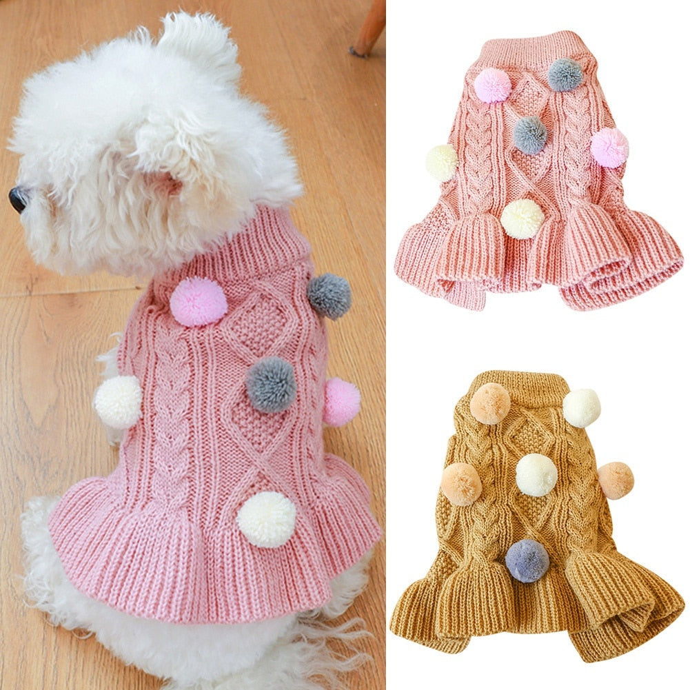 Tricot Pompom Dress | For Dogs and Cats