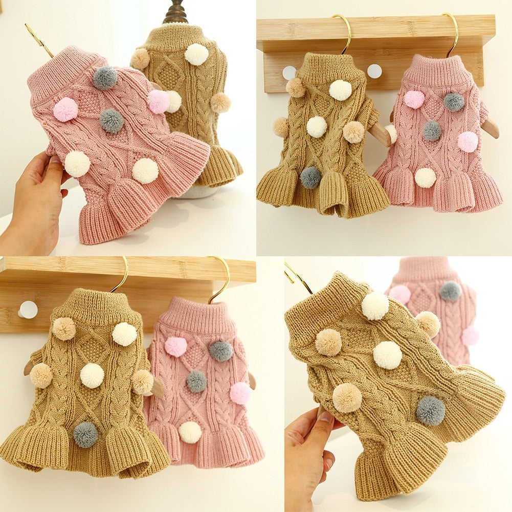 Tricot Pompom Dress | For Dogs and Cats