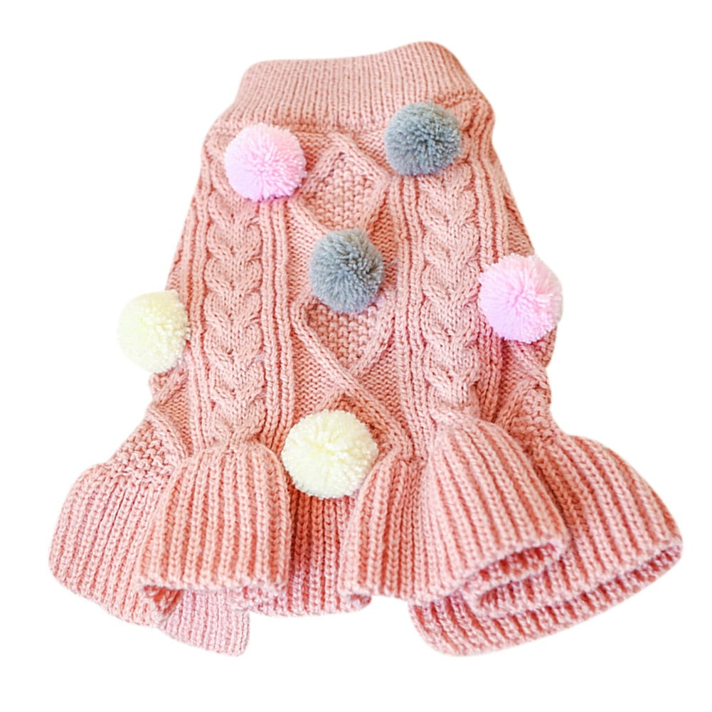 Tricot Pompom Dress | For Dogs and Cats