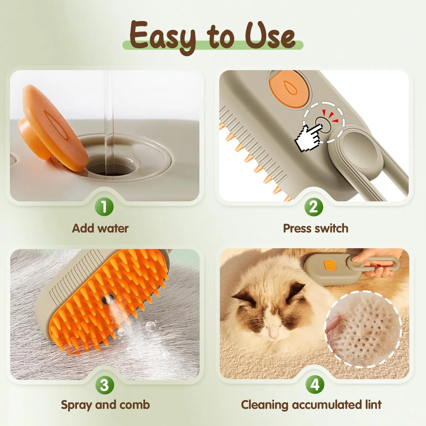 Puffease Spritz: Quick & Easy Pet Hair Remove Comb| Cats and Dogs