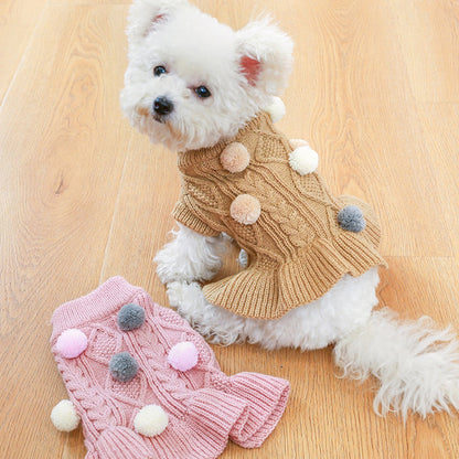 Tricot Pompom Dress | For Dogs and Cats