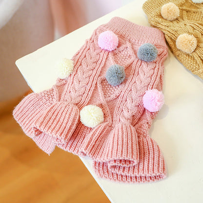 Tricot Pompom Dress | For Dogs and Cats