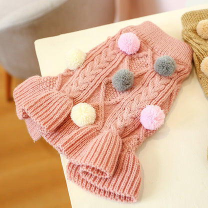 Tricot Pompom Dress | For Dogs and Cats