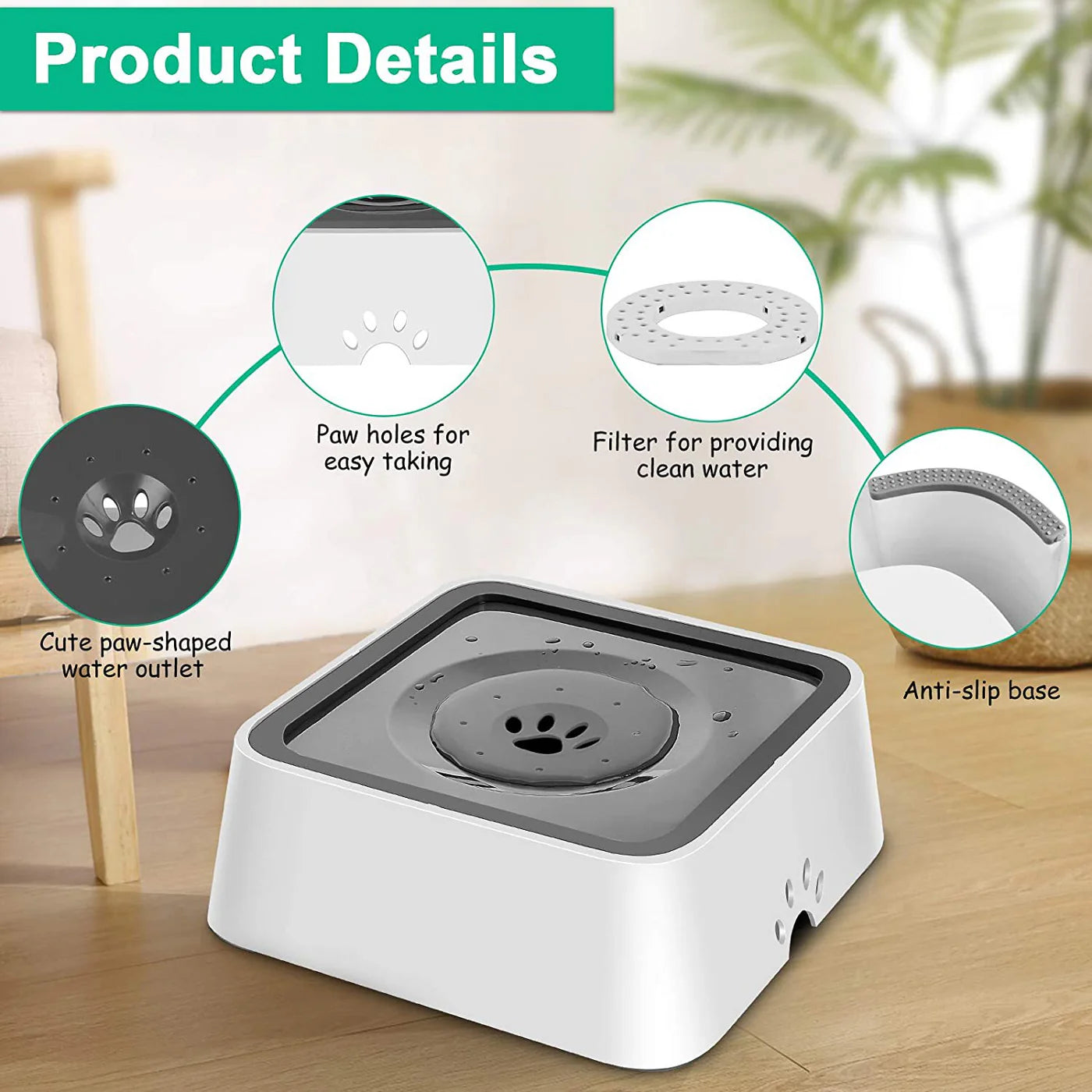 Smart Anti-Splash Pet Water Dispenser| Dogs and Cats